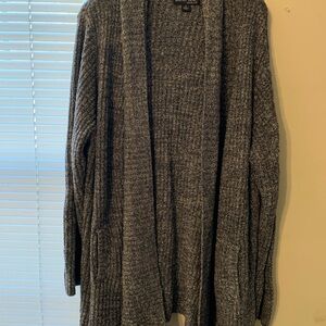 Barefoot Dreams CozyChic Lite Blue and Charcoal Cardigan